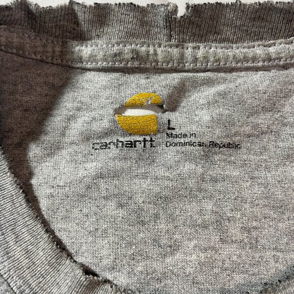 Carhartt T-Shirt Mens Large Gray Long Sleeve Crew Neck Workwear Pullover - Picture 3 of 8